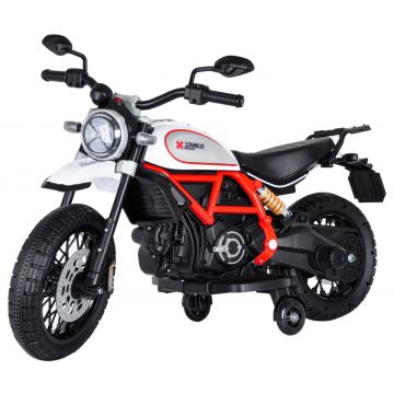 Ducati scrambler електрически детски мотоциклет бял